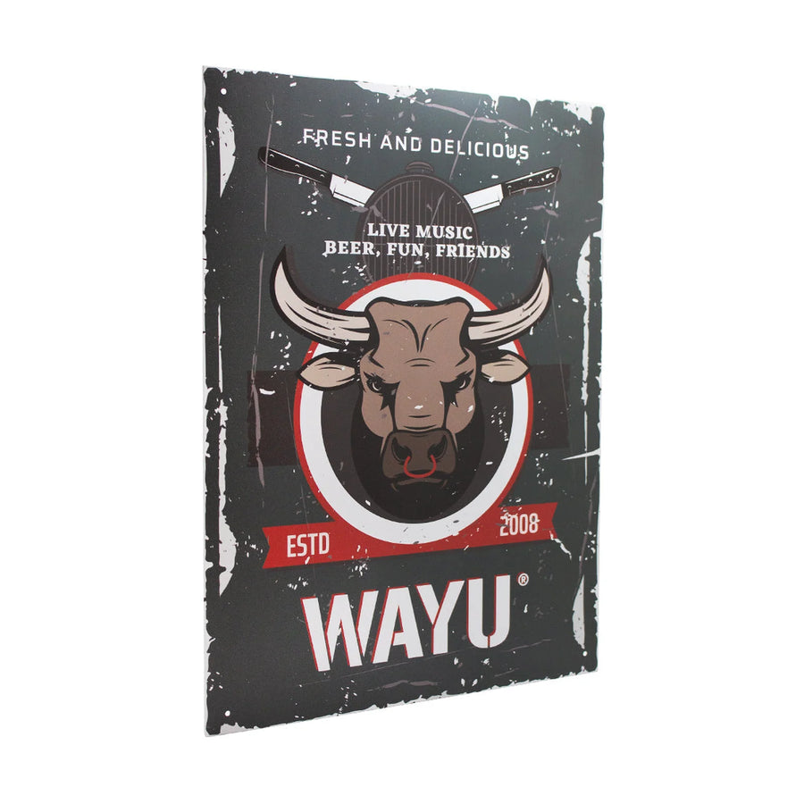 Cuadro Bar Metálico Wayu 40x30 Toro Quincho Parrilla Bbq