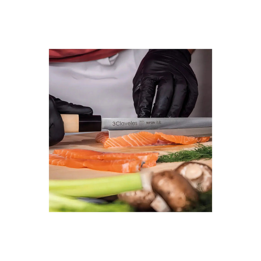 Cuchillo Yanagiba 3 Claveles Nipon hoja larga pescado