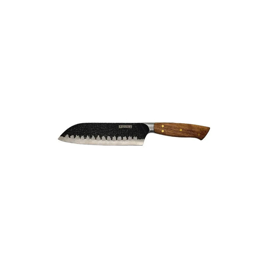Cuchillo santoku Pulmahue martillado Kangkawe en vista lateral