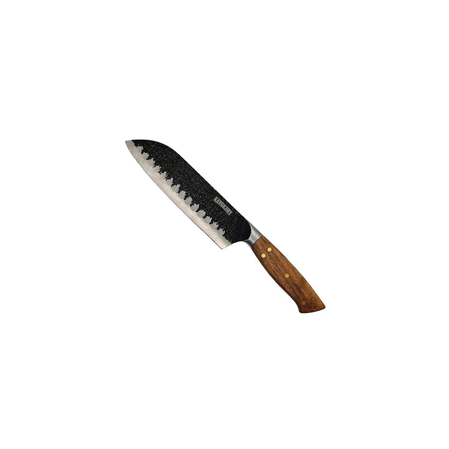 Detalle del cuchillo santoku Pulmahue martillado Kangkawe