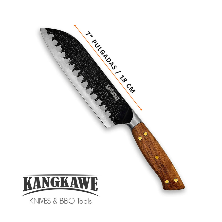 Medidas y dimensiones del cuchillo santoku Pulmahue martillado Kangkawe