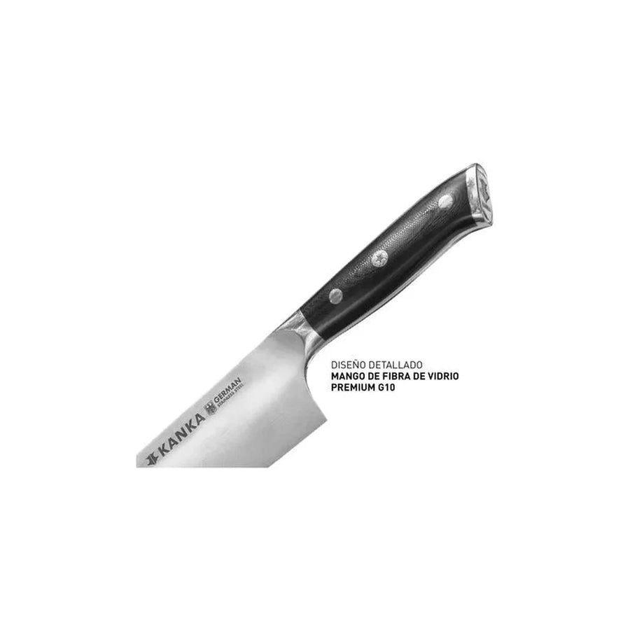 Cuchillo Chef Acero Alemán Kanka 8" — Funda Madera + Grabado Láser Gratis