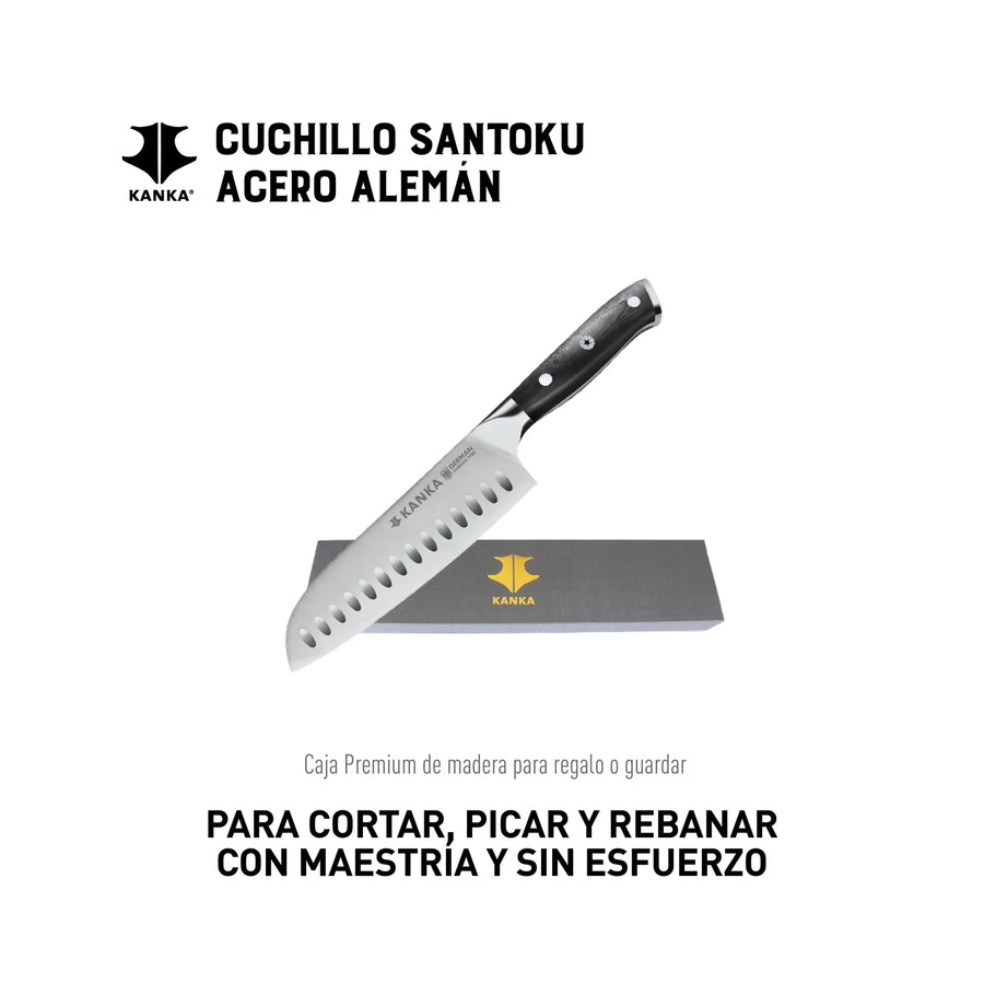 Cuchillo Acero Alemán Kanka Santoku + Grabado Personalizado