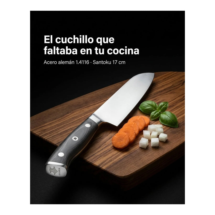 Cuchillo Acero Alemán Kanka Santoku + Grabado Personalizado