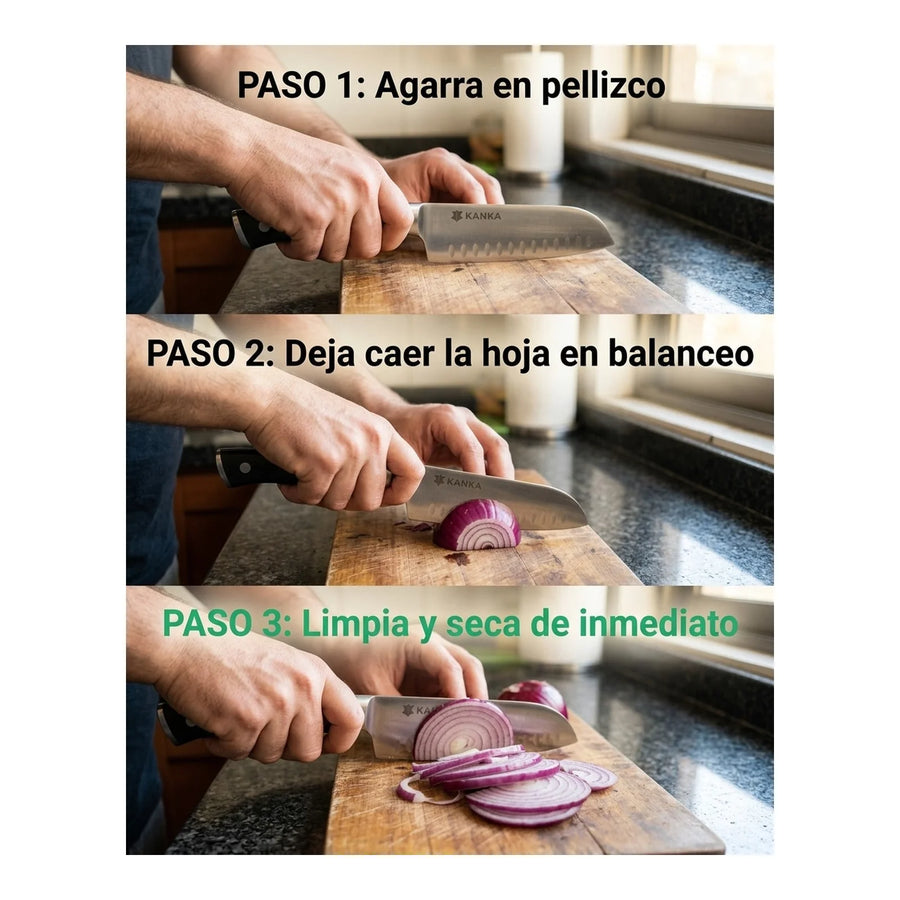 Cuchillo Acero Alemán Kanka Santoku + Grabado Personalizado