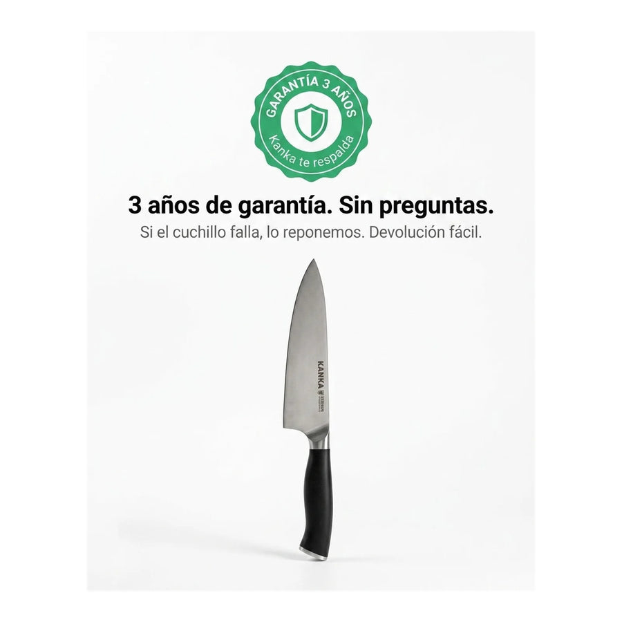 Cuchillo Chef Acero Alemán Kanka 8" — Funda Madera + Grabado Personalizado