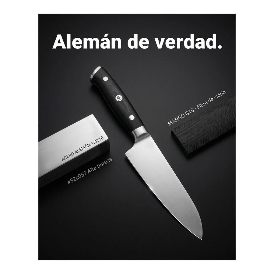 Cuchillo Acero Alemán Kanka Santoku + Grabado Personalizado