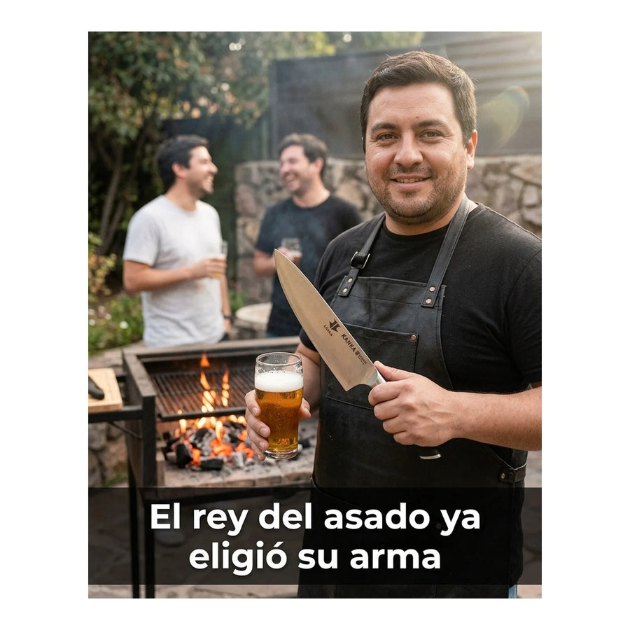 Cuchillo Chef Acero Alemán Kanka 8" — Funda Madera + Grabado Personalizado