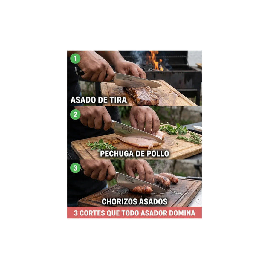 Cuchillo Acero Alemán 8 Pulgadas + Grabado Personalizado