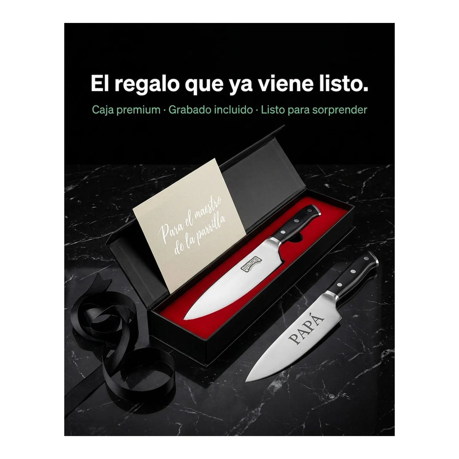 Cuchillo Acero Alemán 8 Pulgadas + Grabado Personalizado