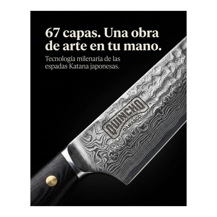 Cuchillo Acero Damasco 67 Capas 8 Pulgadas + Grabado Personalizado