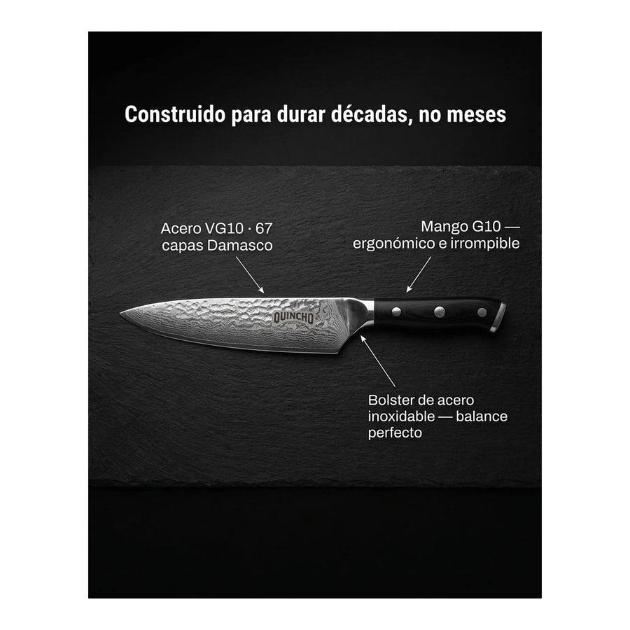 Cuchillo Acero Damasco 67 Capas 8 Pulgadas + Grabado Personalizado