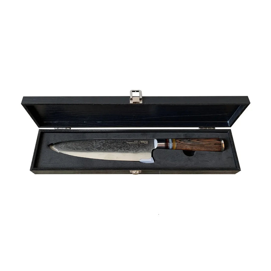 Cuchillo Acero Damasco Brown Wayu + Grabado Laser Chile (foto 2)