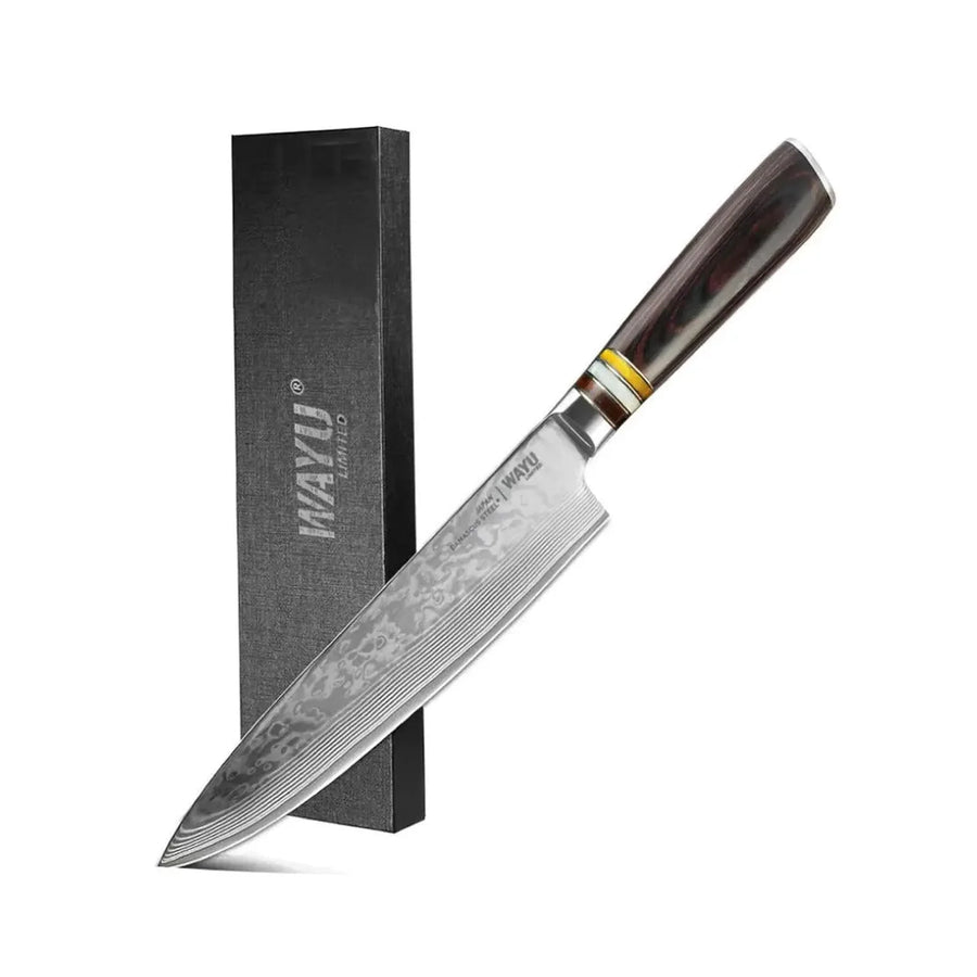 Cuchillo Acero Damasco Brown Wayu + Grabado Laser Chile (foto 4)