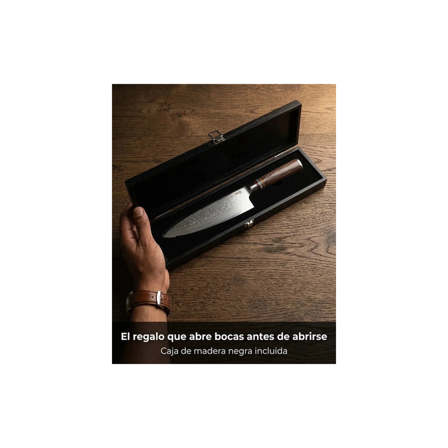 Cuchillo Acero Damasco Brown Wayu + Grabado Personalizado