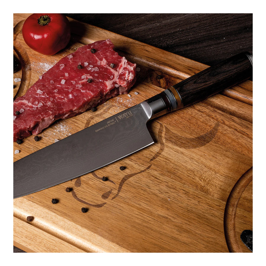Cuchillo Acero Damasco Brown Wayu + Grabado Personalizado