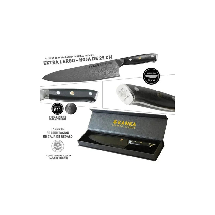 Cuchillo Acero Damasco Martillado XL 10  Pulgadas + Grabado Láser (foto 5)