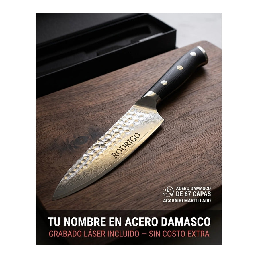 Cuchillo Acero Damasco Multiuso + Grabado Personalizado