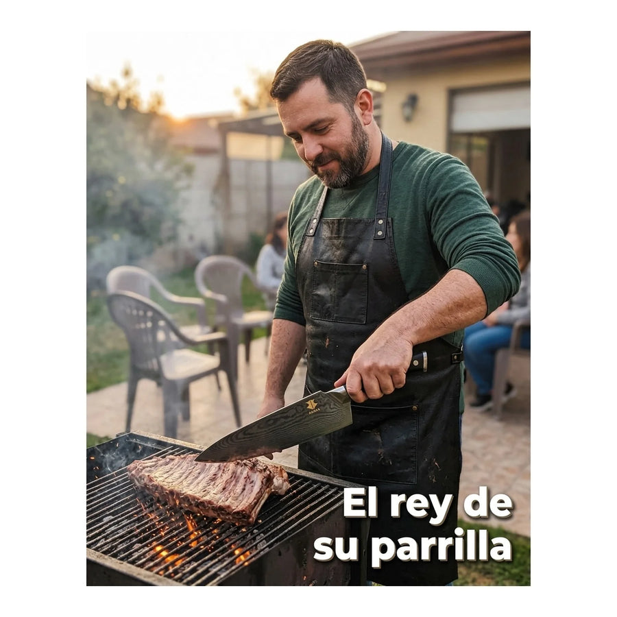 Cuchillo Acero Damasco Martillado XL 10 Pulgadas + Grabado Personalizado