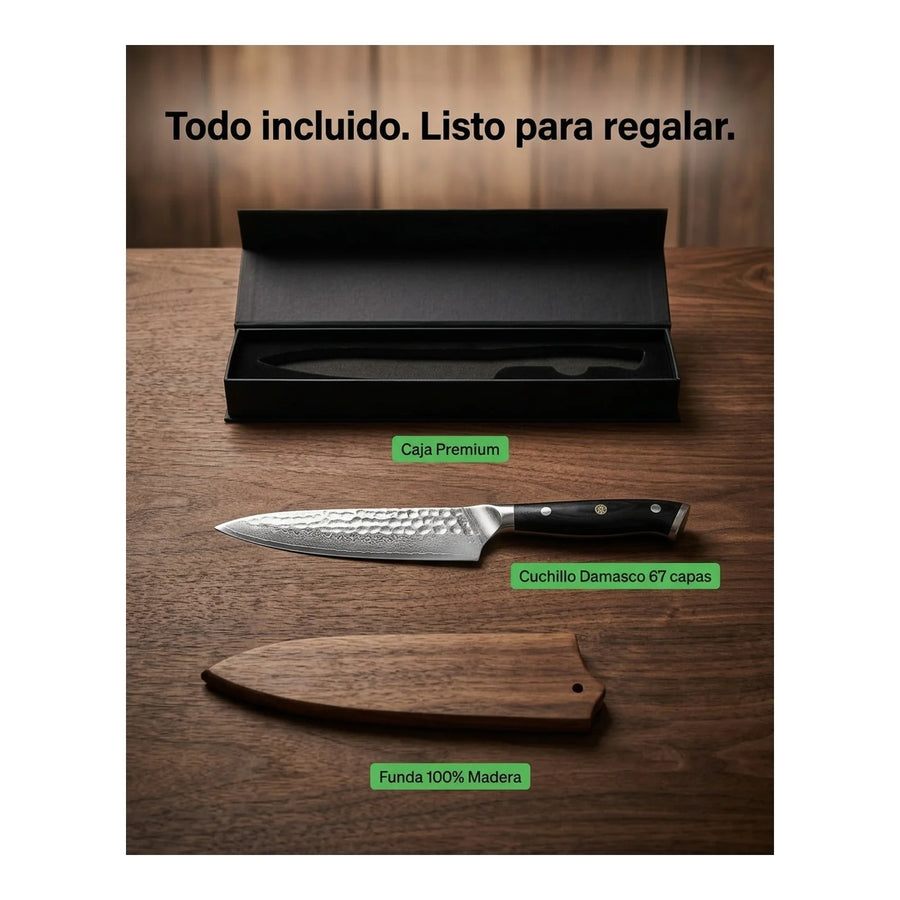 Cuchillo Acero Damasco Multiuso + Grabado Personalizado