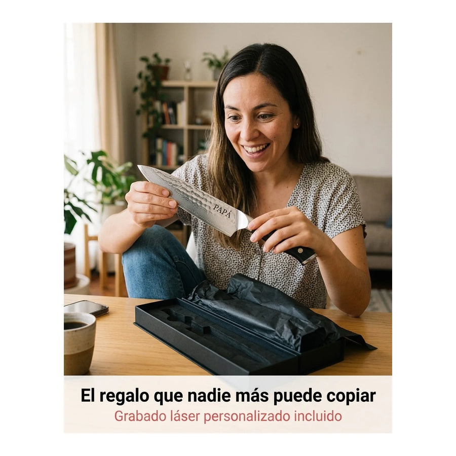 Cuchillo Acero Damasco Multiuso + Grabado Personalizado
