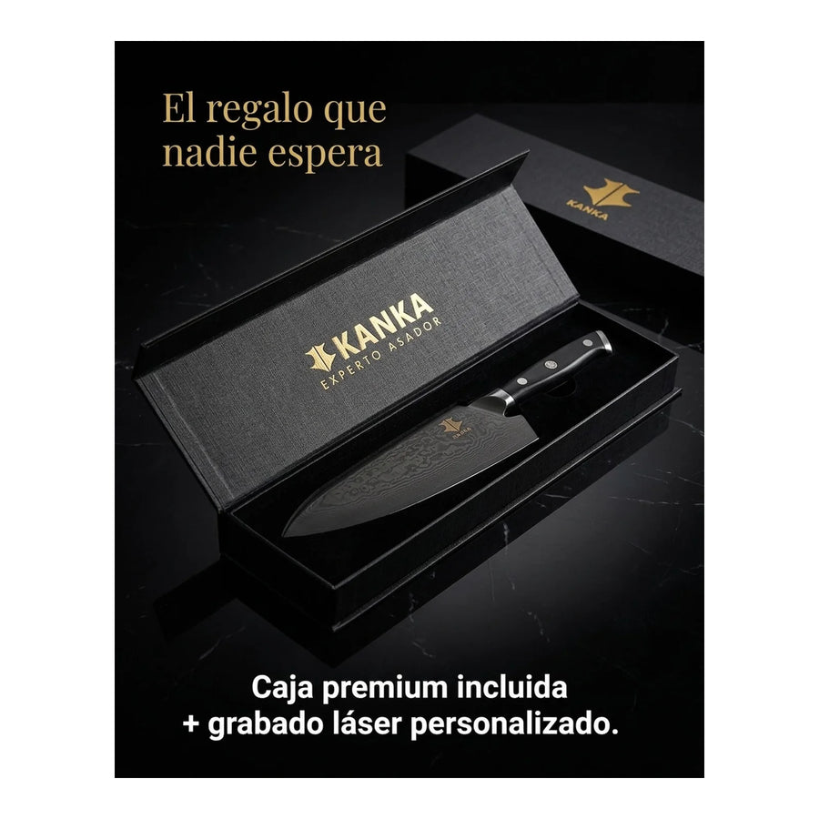 Cuchillo Acero Damasco Martillado 8 Pulgadas + Grabado Personalizado