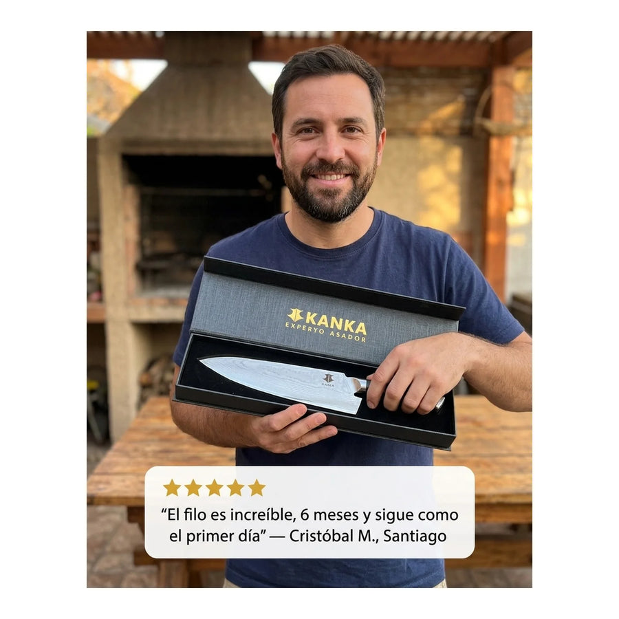 Cuchillo Acero Damasco Martillado 8 Pulgadas + Grabado Personalizado