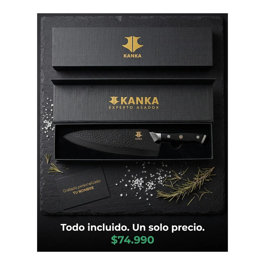 Cuchillo Acero Damasco Martillado 8 Pulgadas + Grabado Personalizado