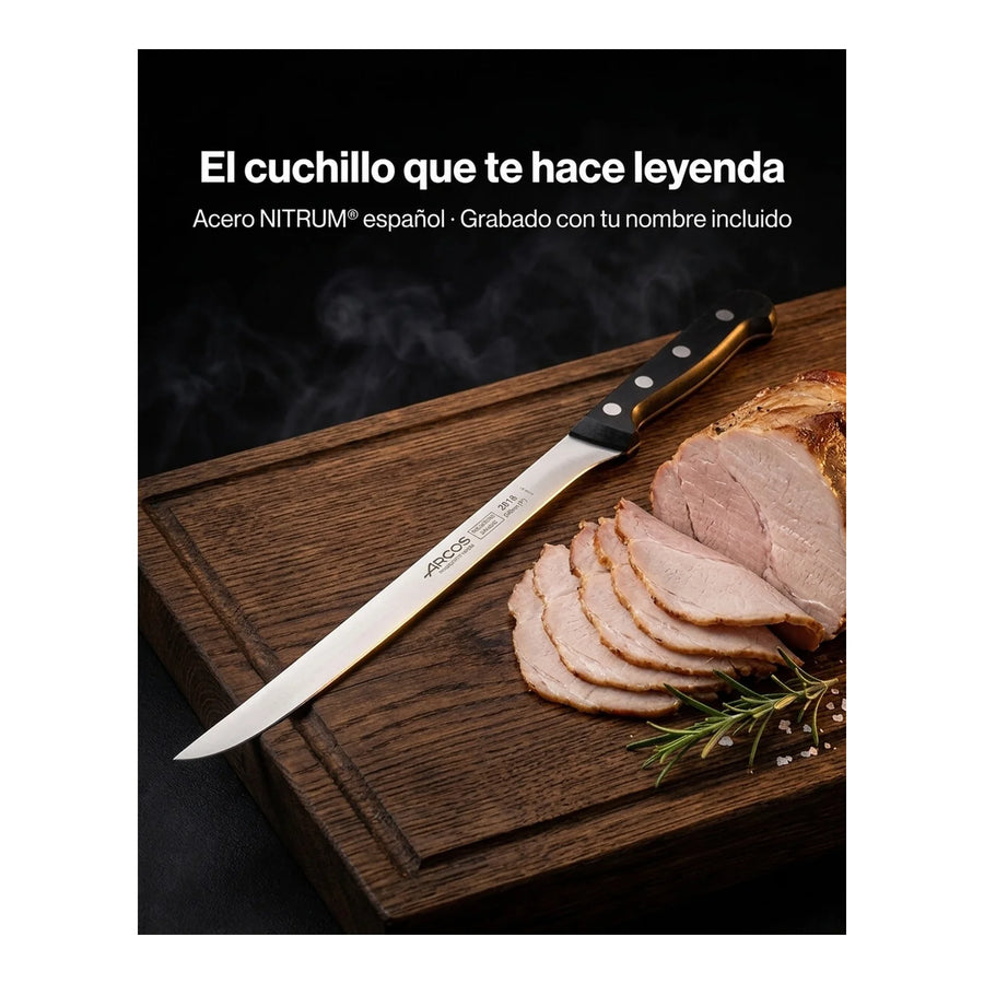 Cuchillo Arcos Jamonero Profesional Cocina 24cm Jamon Cerdo + Grabado Personalizado