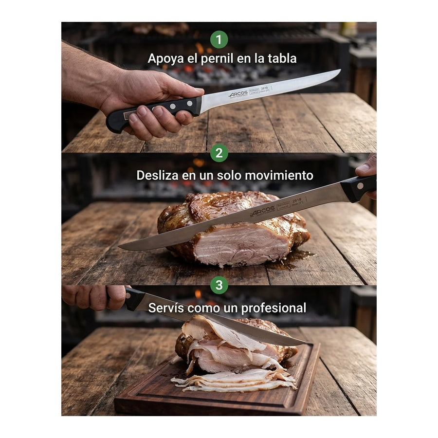 Cuchillo Arcos Jamonero Profesional Cocina 24cm Jamon Cerdo + Grabado Personalizado