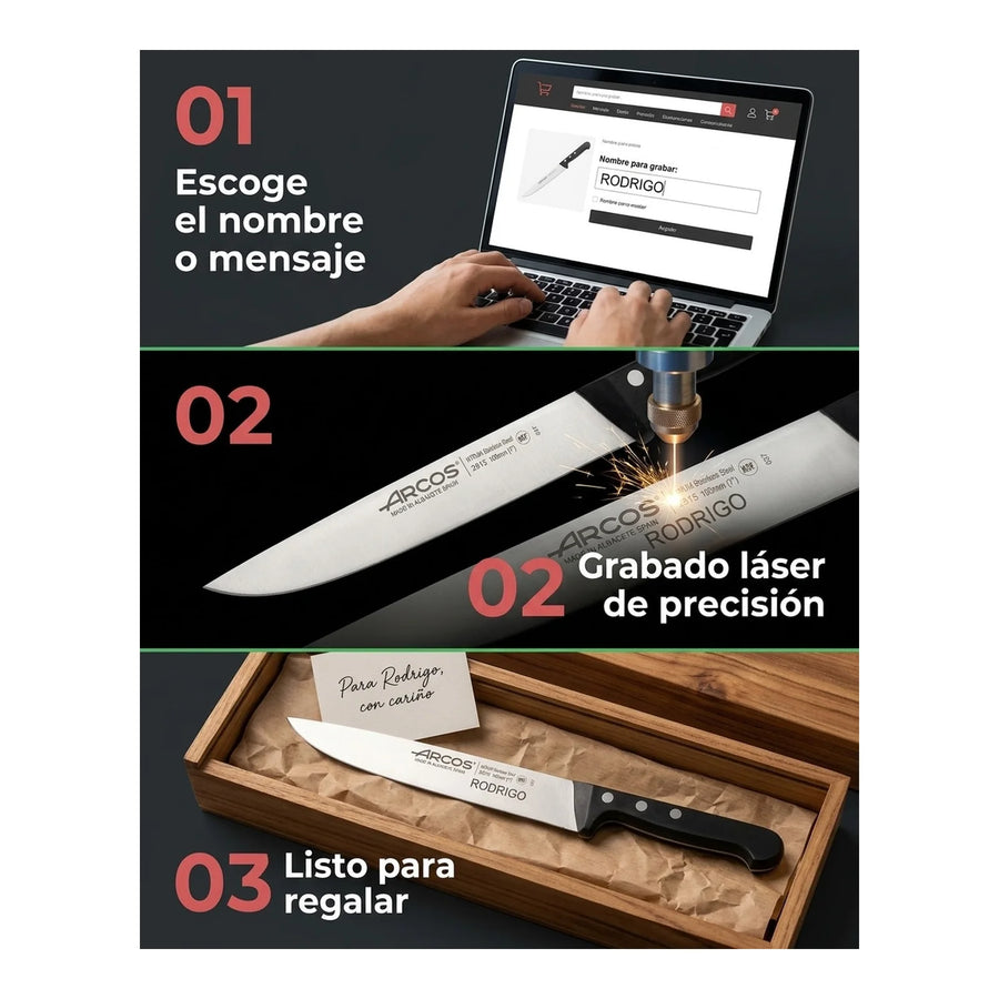 Cuchillo Arcos Trinchante Profesional Cocina 19cm + Grabado Personalizado
