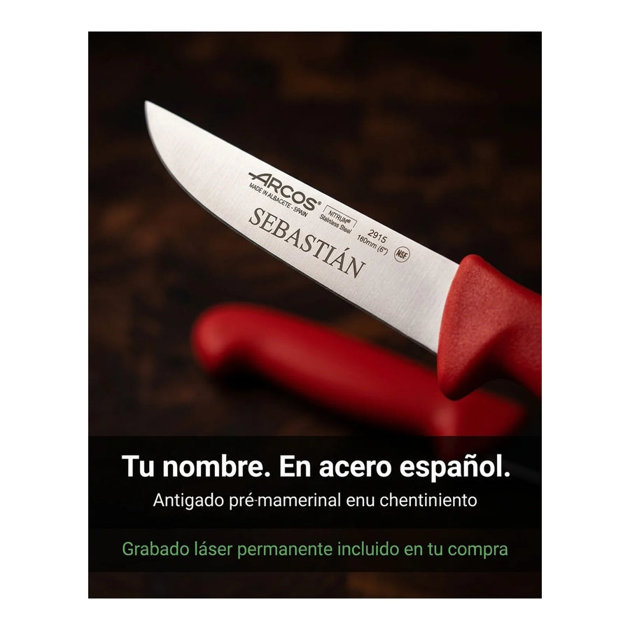 Cuchillo Carnicero Arcos 15cm Profesional Rojo + Grabado Personalizado