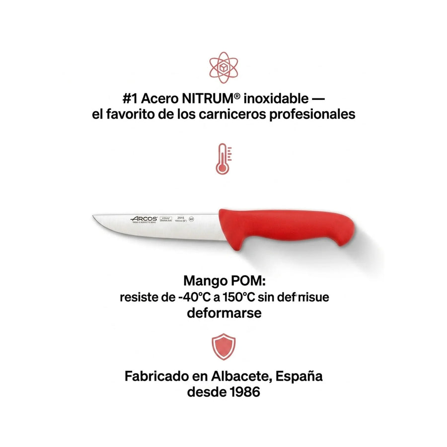 Cuchillo Carnicero Arcos 15cm Profesional Rojo + Grabado Personalizado