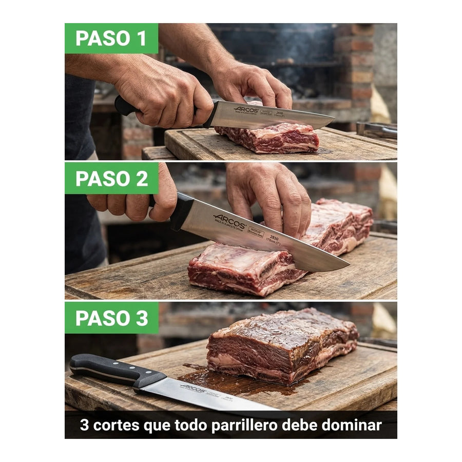 Cuchillo Carnicero Arcos 17,5cm Profesional Premium Asado + Grabado Personalizado