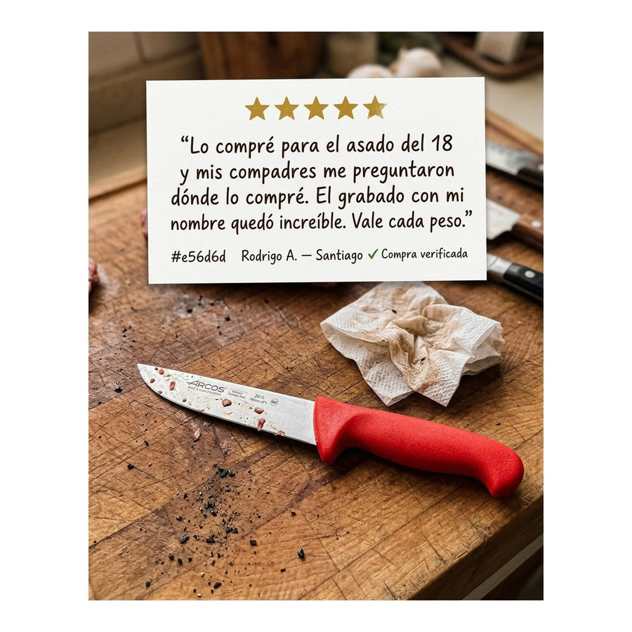 Cuchillo Carnicero Arcos 15cm Profesional Rojo + Grabado Personalizado