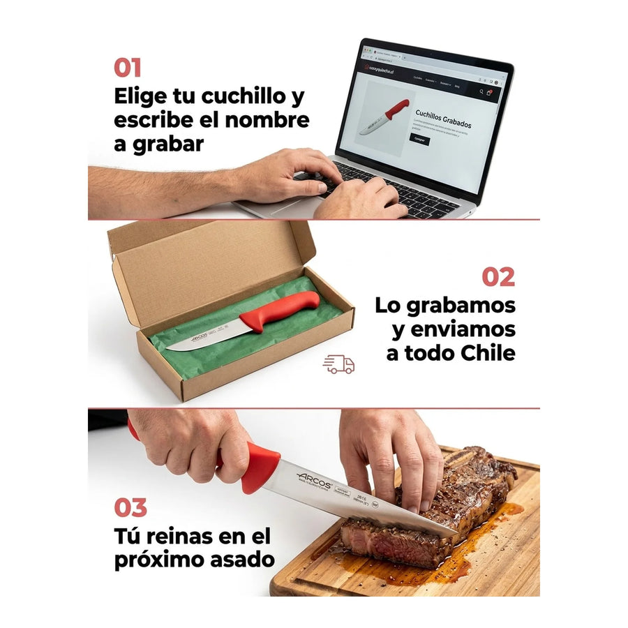 Cuchillo Carnicero Arcos 15cm Profesional Rojo + Grabado Personalizado