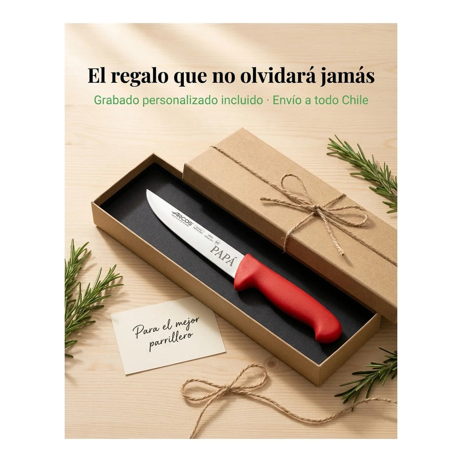 Cuchillo Carnicero Arcos 15cm Profesional Rojo + Grabado Personalizado