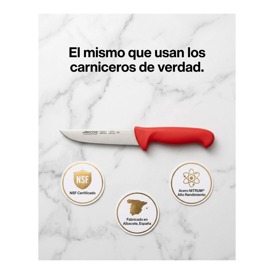 Cuchillo Carnicero Arcos 15cm Profesional Rojo + Grabado Personalizado