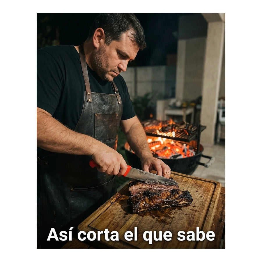 Cuchillo Carnicero Arcos 20cm Profesional Rojo Asado Bbq + Grabado Personalizado