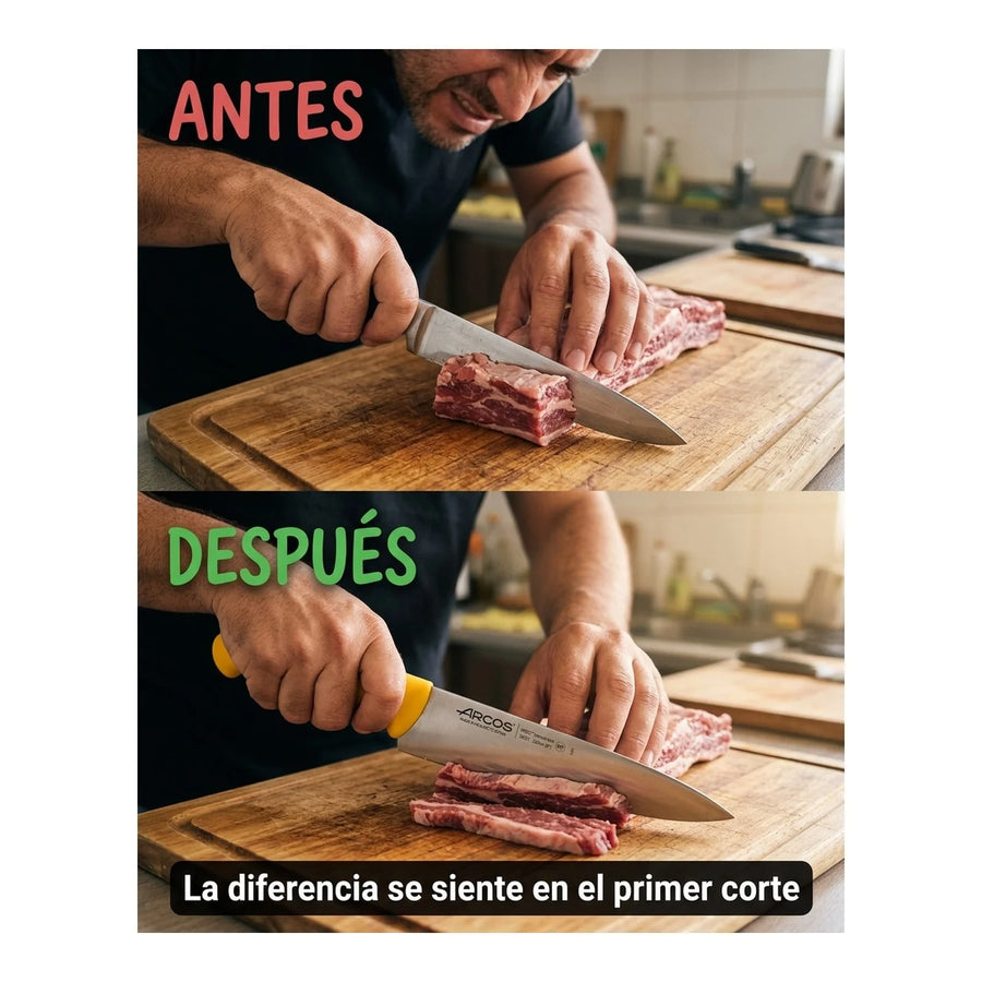 Cuchillo Carnicero Arcos 20cm Profesional Amarillo Asado Bbq + Grabado Personalizado