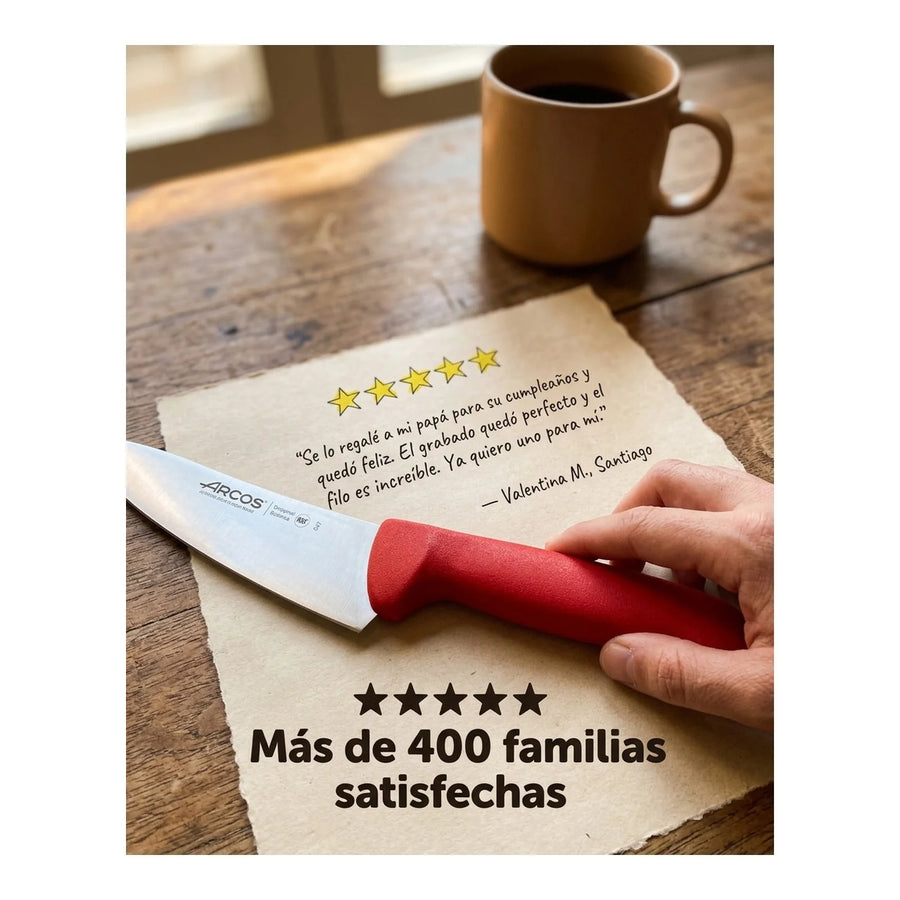 Cuchillo Carnicero Arcos 20cm Profesional Rojo Asado Bbq + Grabado Personalizado