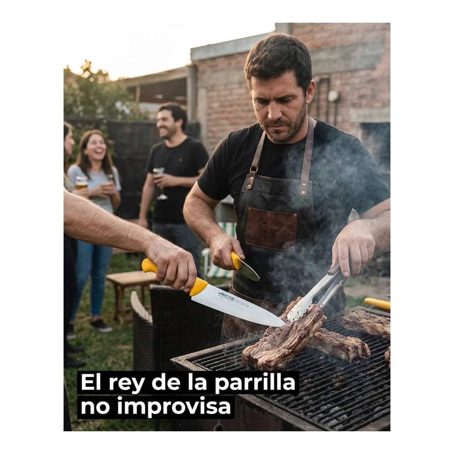 Cuchillo Carnicero Arcos 20cm Profesional Amarillo Asado Bbq + Grabado Personalizado
