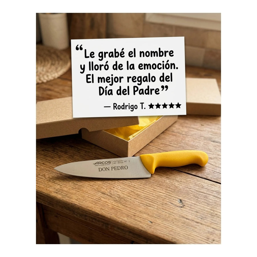 Cuchillo Carnicero Arcos 20cm Profesional Amarillo Asado Bbq + Grabado Personalizado