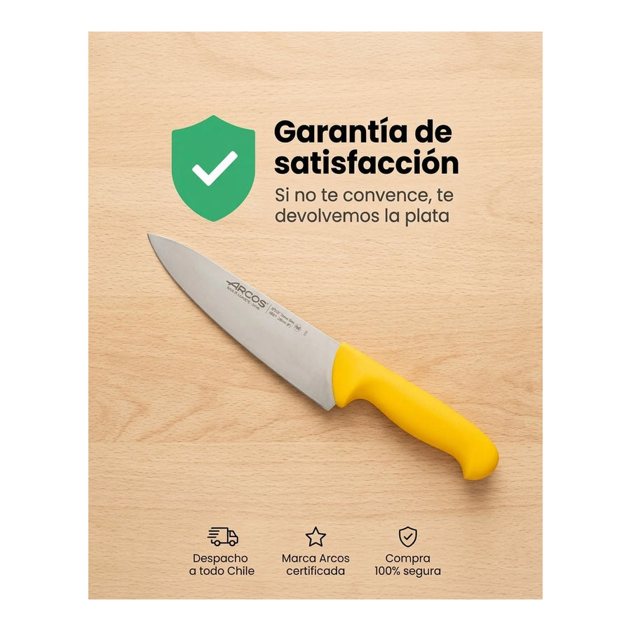 Cuchillo Carnicero Arcos 20cm Profesional Amarillo Asado Bbq + Grabado Personalizado