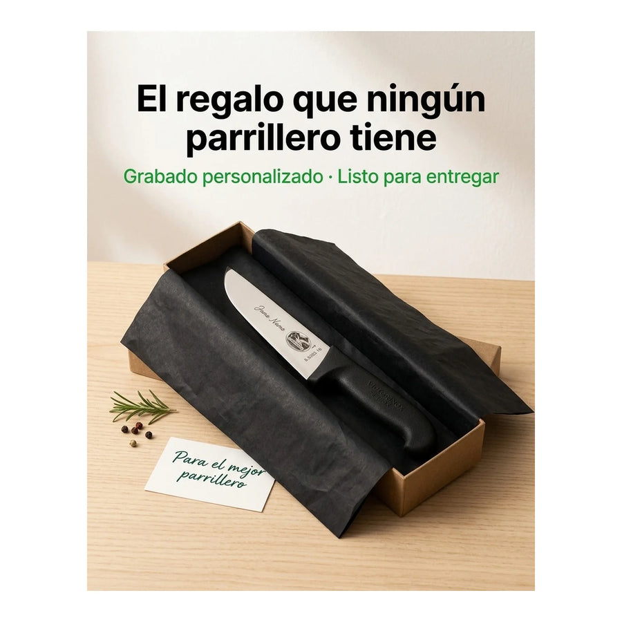 Cuchillo Carnicero Fibrox Color Negro Hoja 16 Cm Victorinox 5.5203.16 + Grabado Personalizado