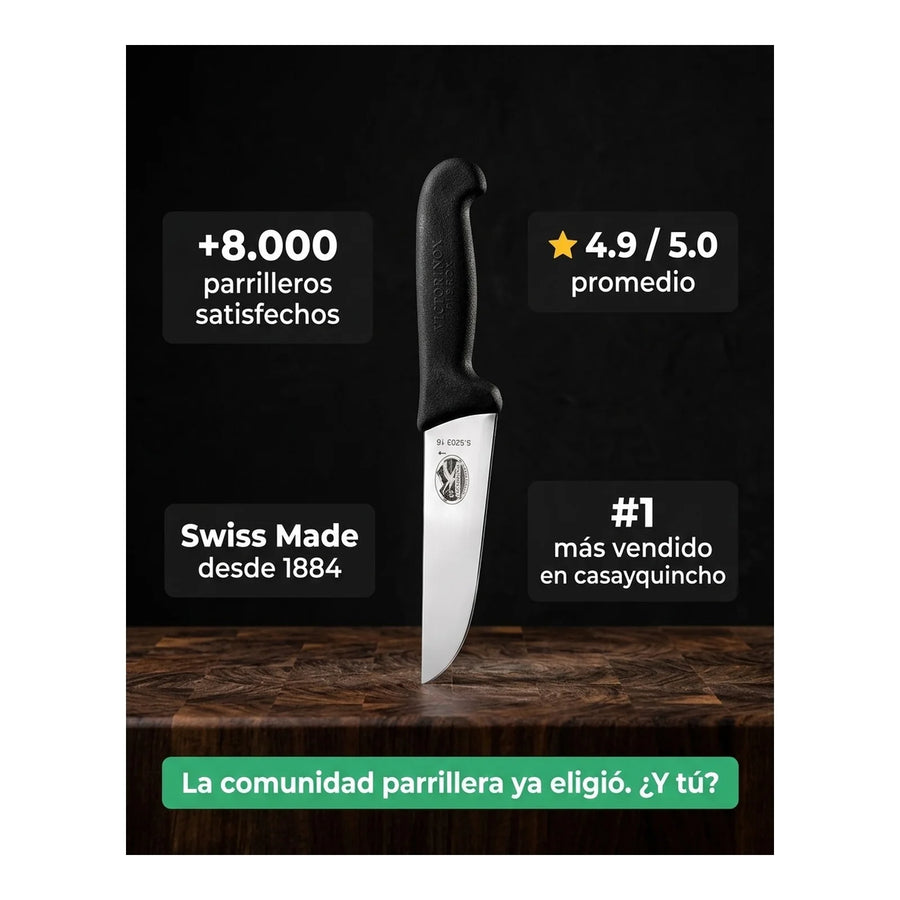 Cuchillo Carnicero Fibrox Color Negro Hoja 16 Cm Victorinox 5.5203.16 + Grabado Personalizado