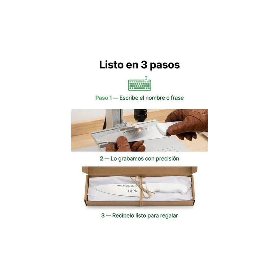 Cuchillo Carnicero Profesional Blanco Arcos 20cm Asado + Grabado Personalizado