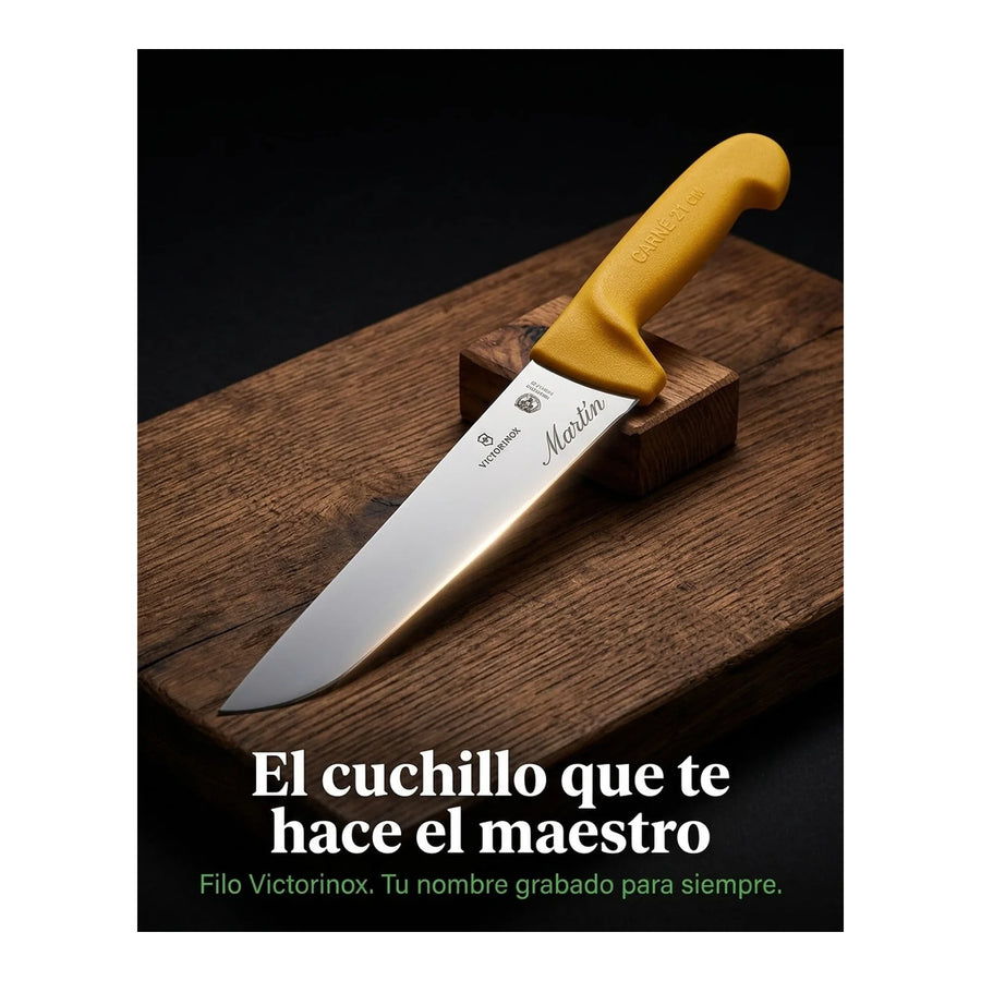 Cuchillo Carnicero Victorinox 5.8431.21 Amarillo 21cm + Grabado Personalizado