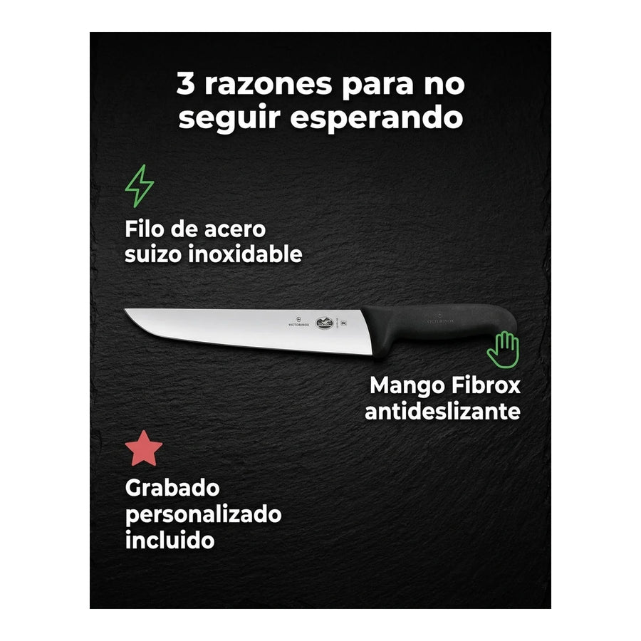 Cuchillo Carnicero Victorinox Fibrox Hoja 26cm 5.5203.26 + Grabado Personalizado