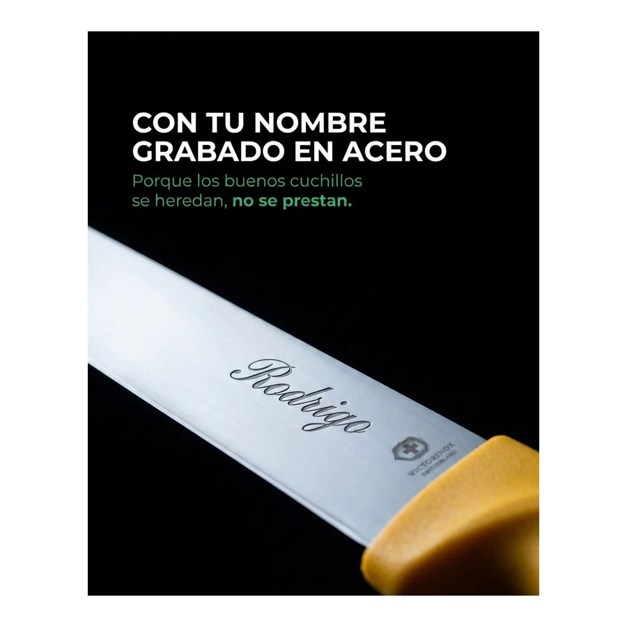 Cuchillo Carnicero Victorinox 5.8431.21 Amarillo 21cm + Grabado Personalizado